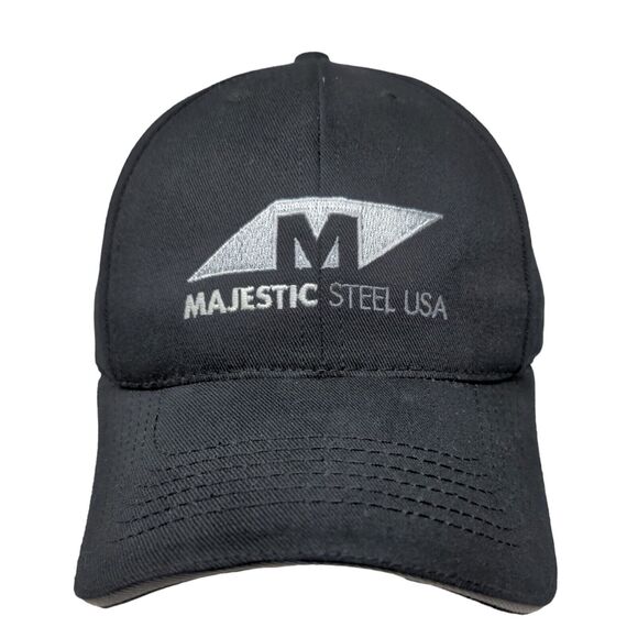 Majestic Steel USA Men's Slideback Hat Black Adjustable Embroidered Logo - Picture 1 of 7